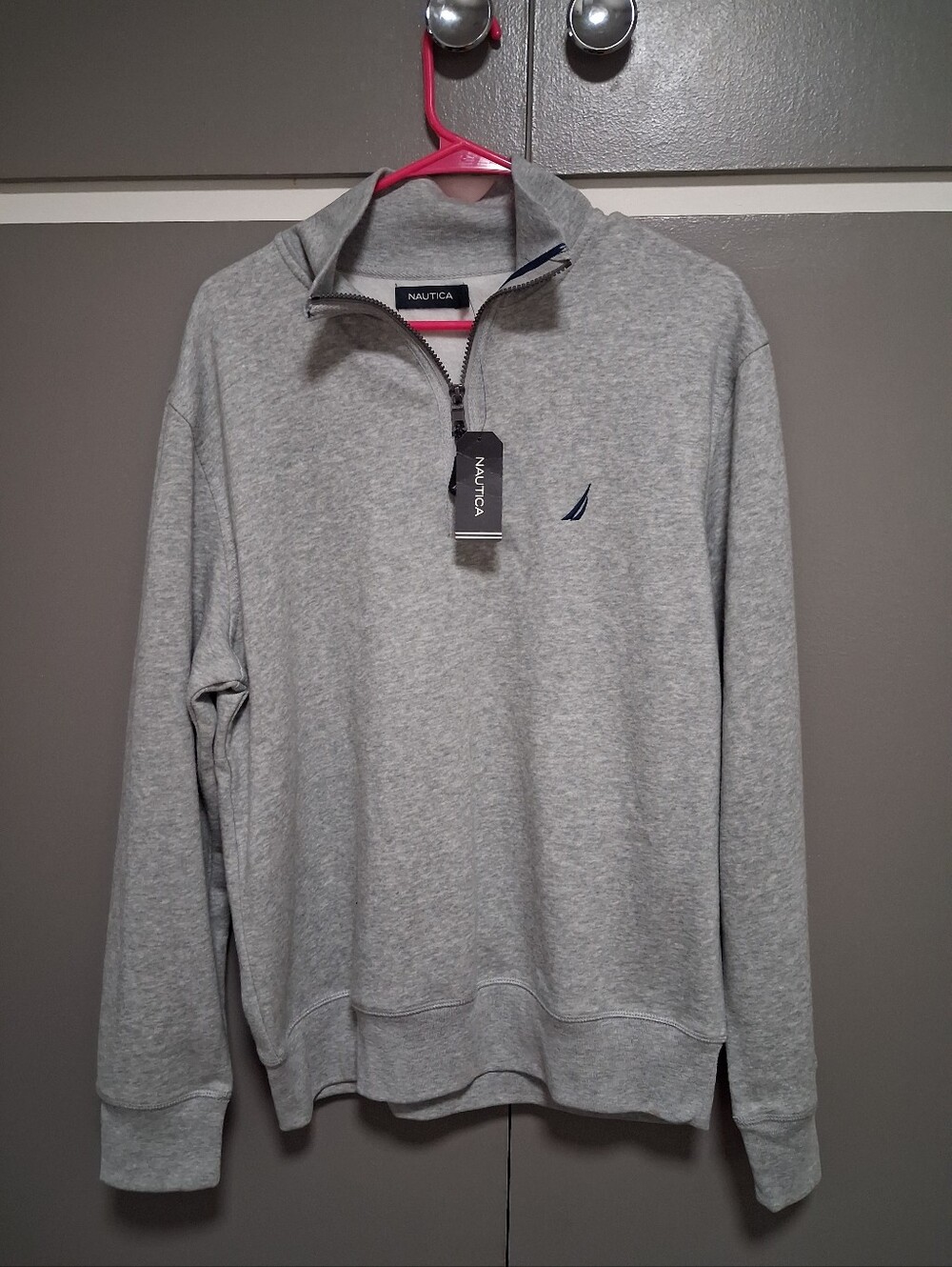 Nautica Light Gray Half-Zip Pullover Sweater